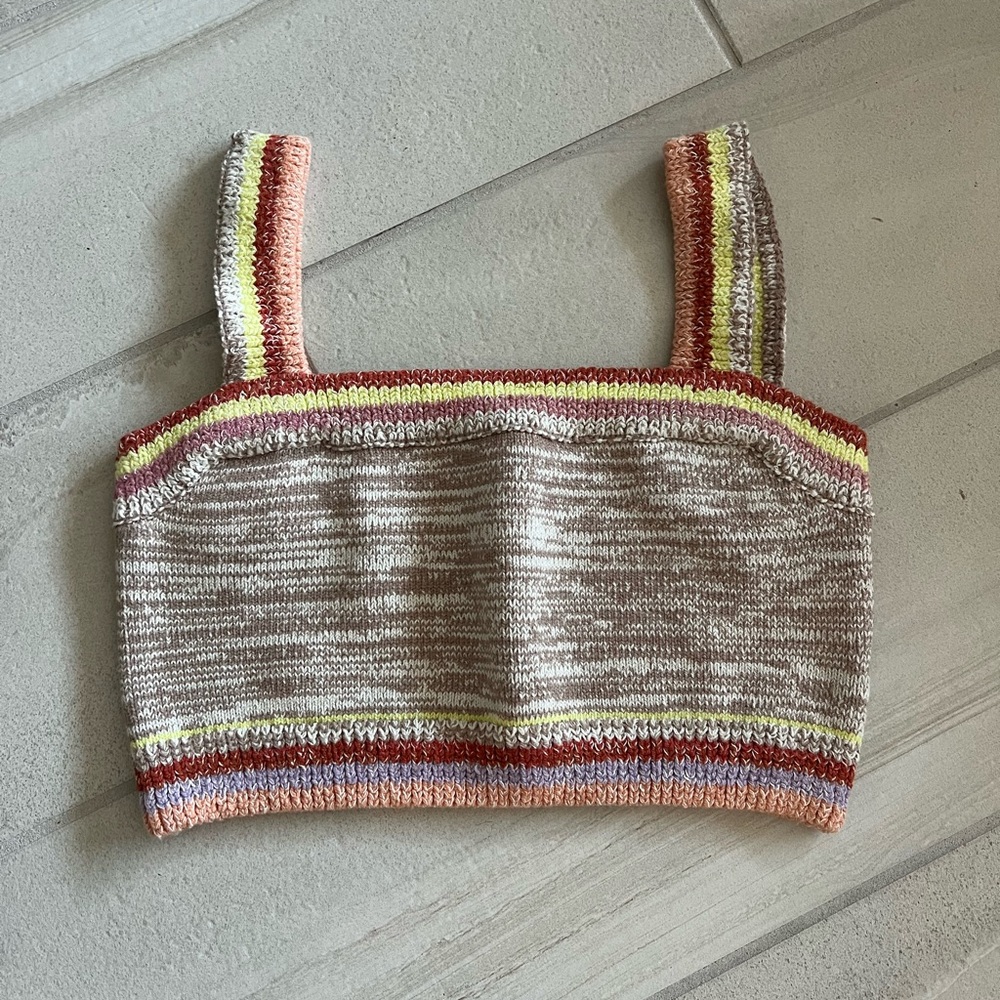 Colorful Striped Knit Free People Crop Top